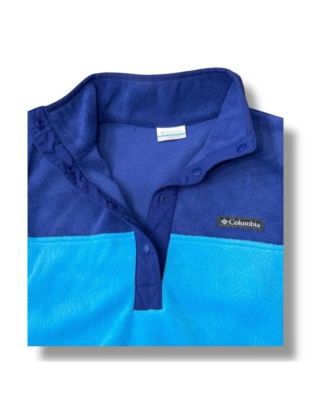 Columbia Benton Springs Fleece Half Snap Pullover Blue Color Block Women’s Sz S